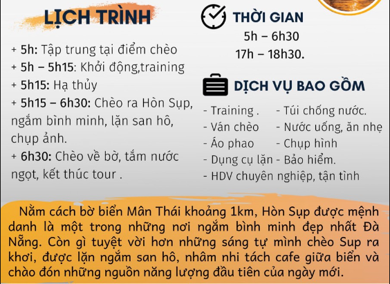 Thông tin lịch trình và dịch vụ bao gồm